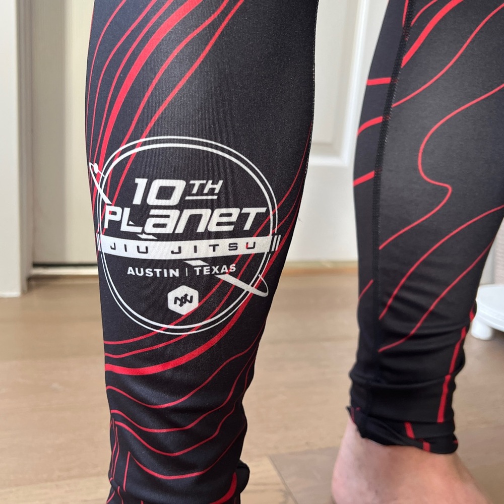Men's Black and Red Leggings